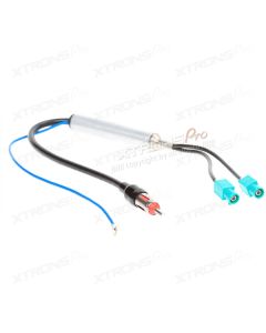 ISO Aerial Antenna Adapter Cable Lead for VW / AUDI / OPEL / SKODA / CITROEN / SEAT with 2 x FAKPA (Z) and phantom power supply (active)