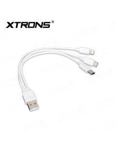Universal 3-in-1 USB Charging Cable with 8Pin/Type-C/Micro-USB Ports for iPhone Android Mobile Devices