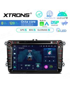 8 inch QLED Display Android Car Stereo Multimedia Player Octa core Processor 8GB RAM & 128GB ROM Custom Fit for VW, Skoda and SEAT