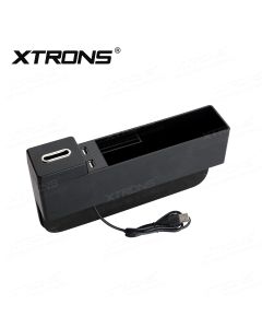 Universal Car Storage Box with Dual USB Ports and Removable Coin Holder