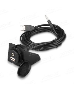 Car Dashboard Flush Mount 3.5mm AUX&USB Extension lead panel cable