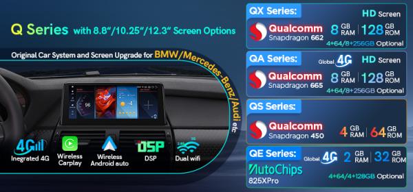 XTRONS Audi Screen Upgrade New Series：QXA for Qualcomm 12.3" 8+128GB & QEA for 10.25" octa core 2+32GB