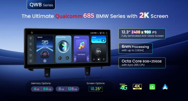 QWB Series：Qualcomm 685 BMW Screen Upgrade Series with 2K 2400*900 Screen