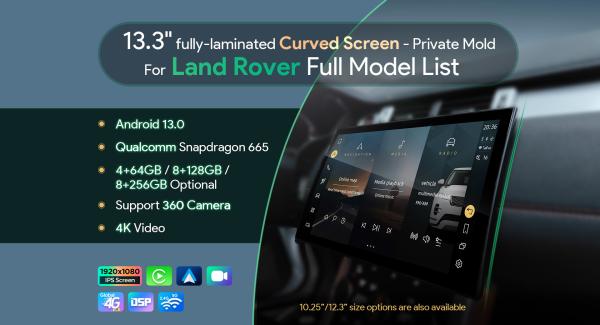 New-Generation Land Rover Screen Upgrade Solution: 13.3-Inch Custom-Molded Curved Screen Now Fully Stocked