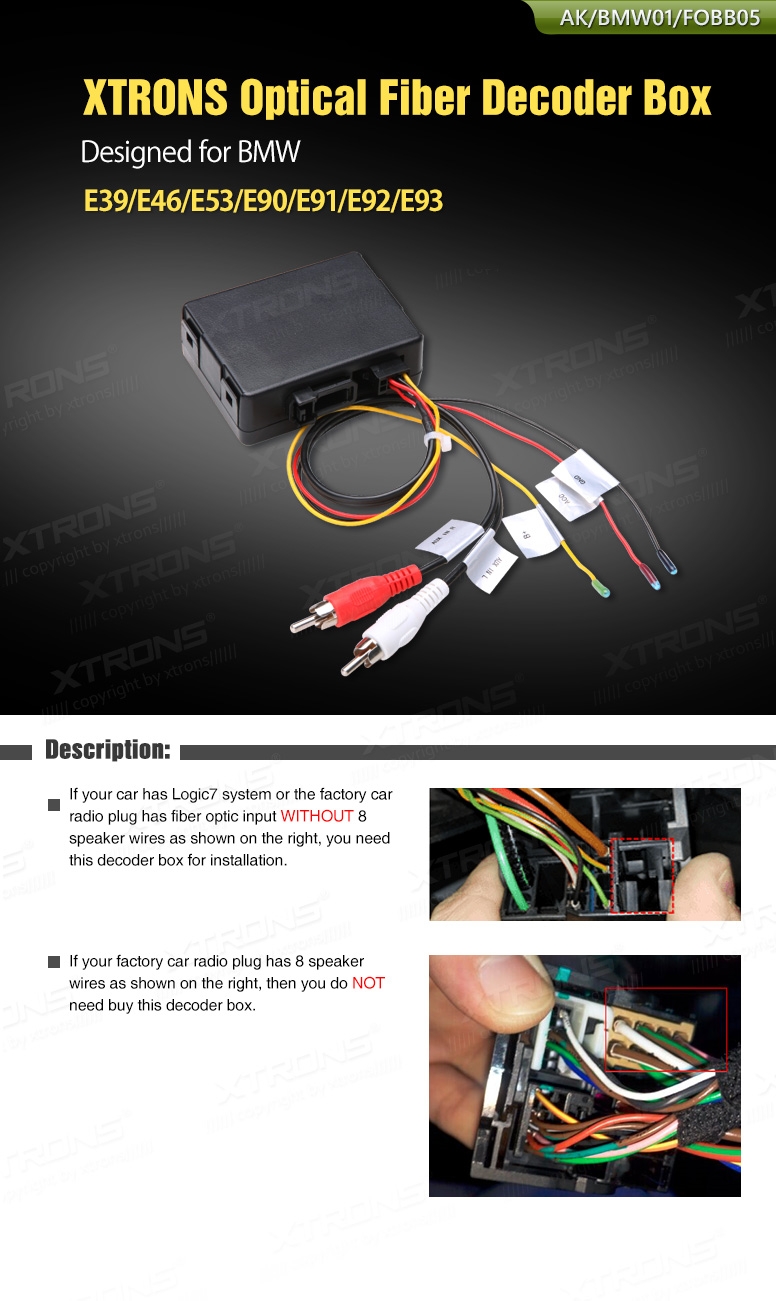 XTRONS Optical Fiber Decoder Box Designed for BMW E39 