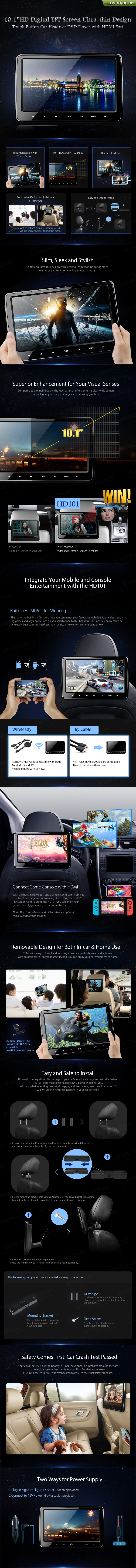 10 1 Inch Hd Digital Tft Screen Ultra Thin Design Touch Button Car Headrest Dvd Player With Hdmi Port Car Dvd Wholesalers
