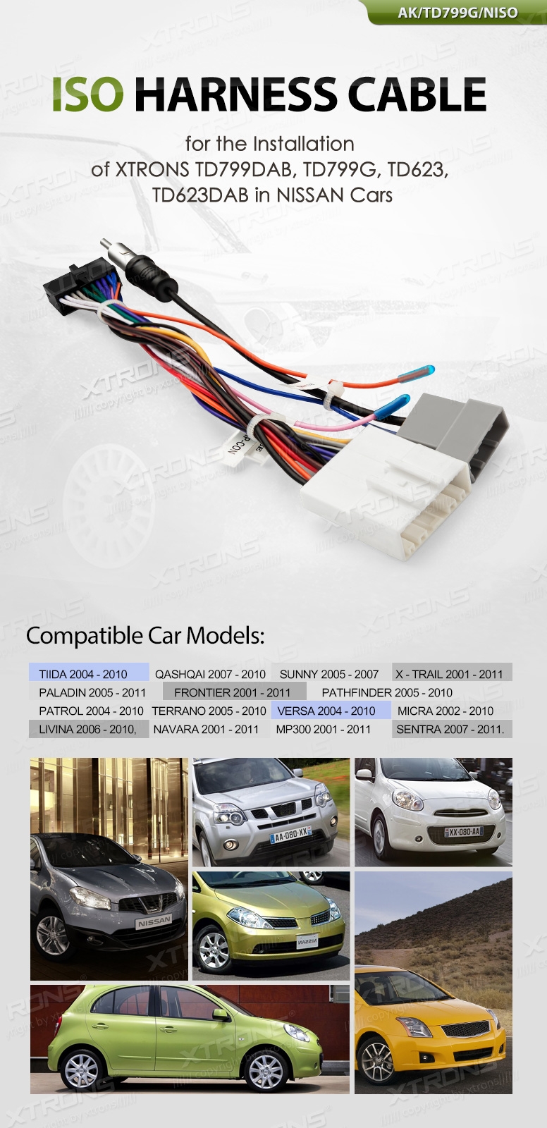 ISO Wiring Harness cable for Installation of XTRONS 